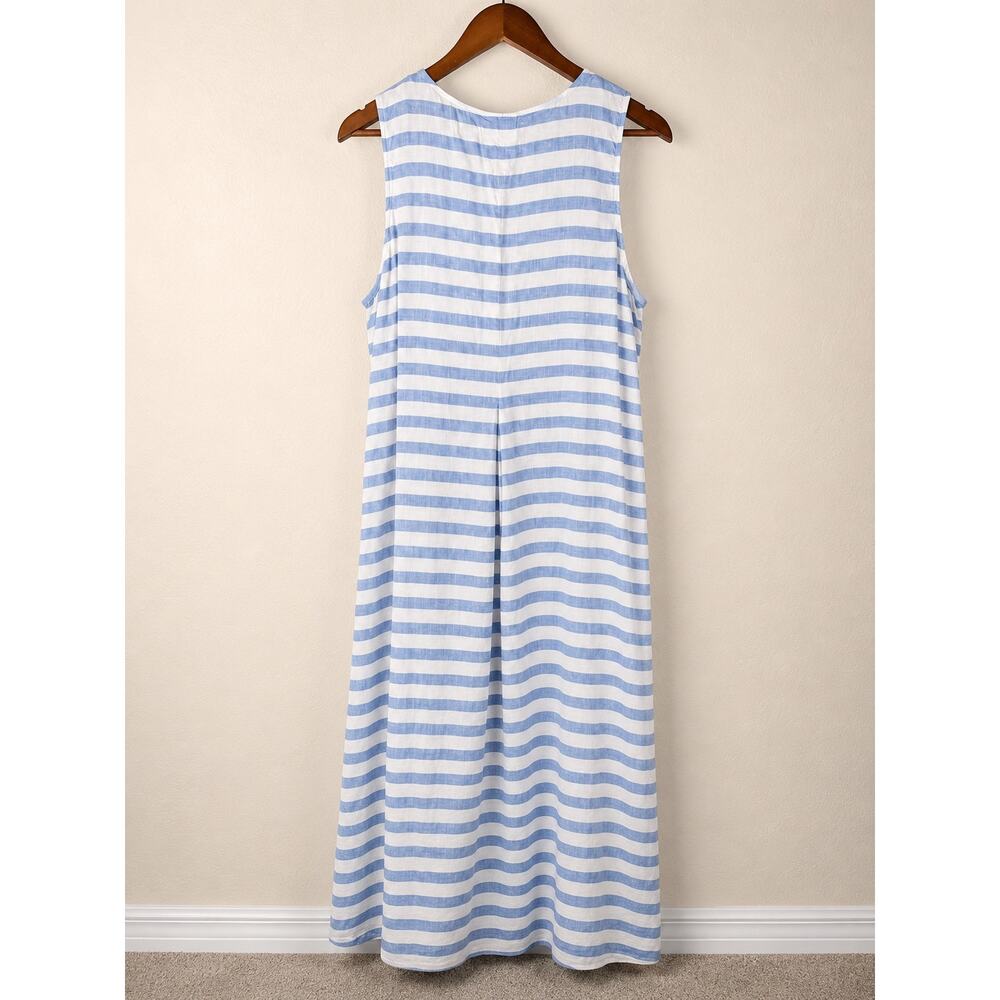 J. Jill Light Blue and White Striped Sleeveless Maxi Dress - Picture 8 of 10